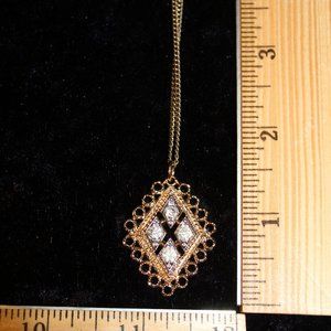 Diamond shaped Rhinestone Charm Necklace